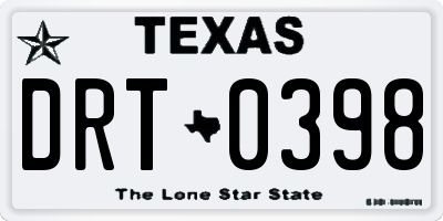 TX license plate DRT0398