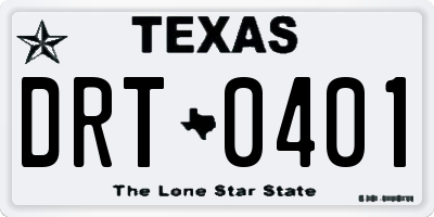 TX license plate DRT0401