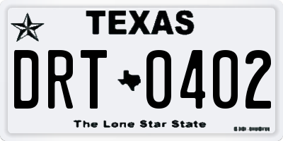 TX license plate DRT0402