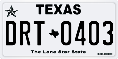 TX license plate DRT0403