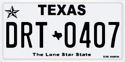 TX license plate DRT0407