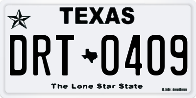 TX license plate DRT0409