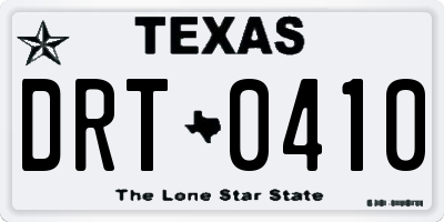 TX license plate DRT0410