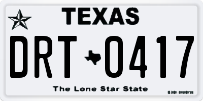 TX license plate DRT0417