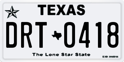 TX license plate DRT0418