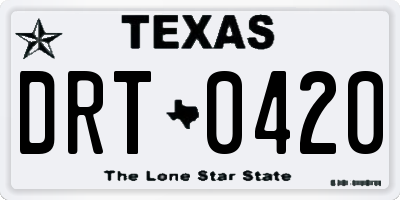 TX license plate DRT0420