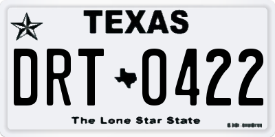 TX license plate DRT0422