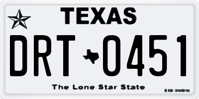 TX license plate DRT0451
