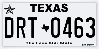 TX license plate DRT0463