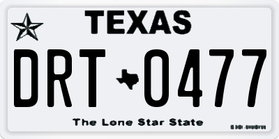 TX license plate DRT0477