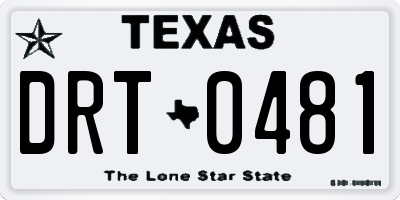 TX license plate DRT0481