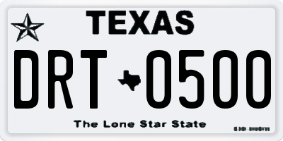 TX license plate DRT0500