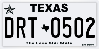 TX license plate DRT0502