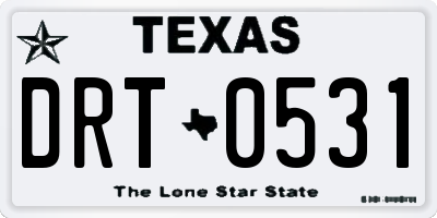 TX license plate DRT0531
