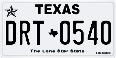 TX license plate DRT0540
