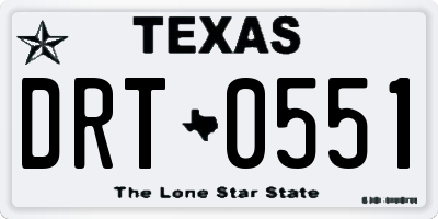 TX license plate DRT0551