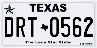 TX license plate DRT0562