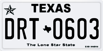 TX license plate DRT0603