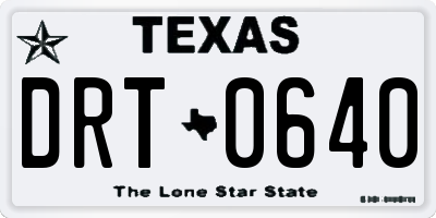 TX license plate DRT0640