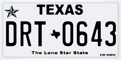 TX license plate DRT0643