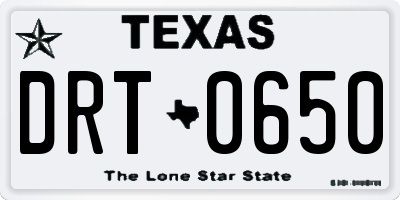 TX license plate DRT0650