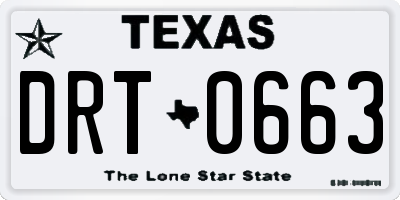 TX license plate DRT0663