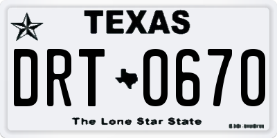 TX license plate DRT0670