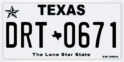 TX license plate DRT0671