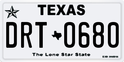 TX license plate DRT0680
