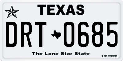 TX license plate DRT0685