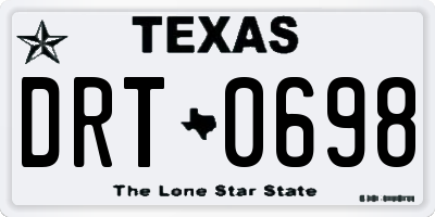 TX license plate DRT0698