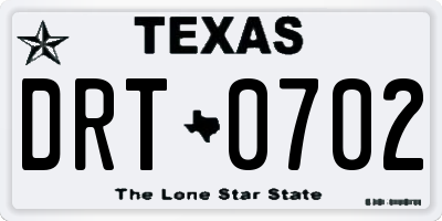 TX license plate DRT0702