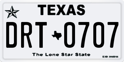 TX license plate DRT0707