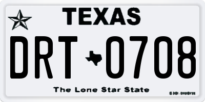 TX license plate DRT0708