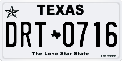 TX license plate DRT0716
