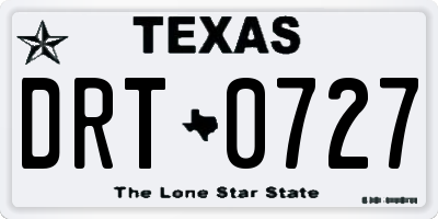 TX license plate DRT0727