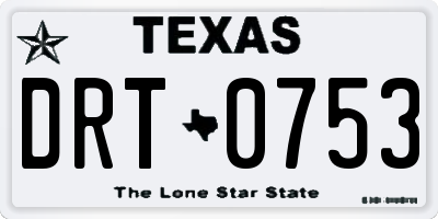TX license plate DRT0753
