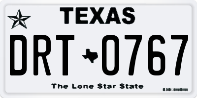 TX license plate DRT0767