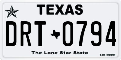 TX license plate DRT0794
