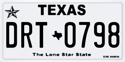 TX license plate DRT0798