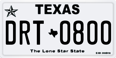 TX license plate DRT0800