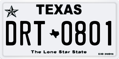 TX license plate DRT0801