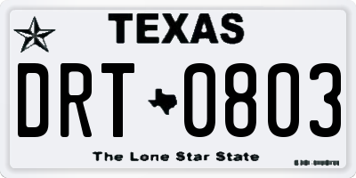 TX license plate DRT0803