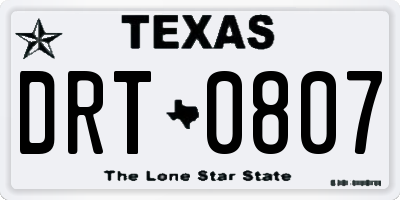 TX license plate DRT0807