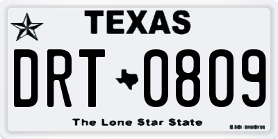 TX license plate DRT0809