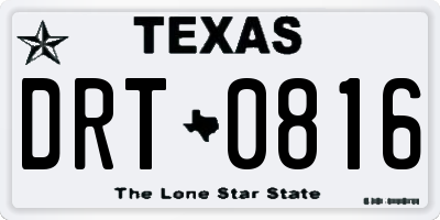 TX license plate DRT0816