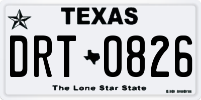 TX license plate DRT0826