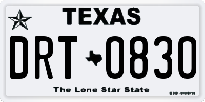 TX license plate DRT0830