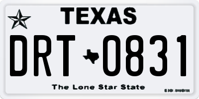 TX license plate DRT0831
