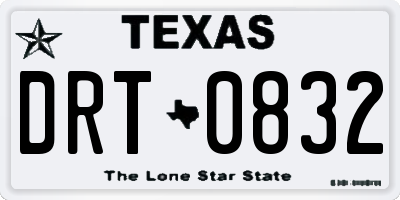 TX license plate DRT0832